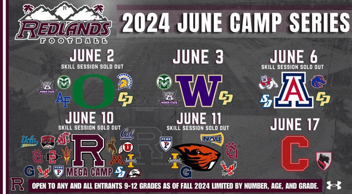 I will be attending the Redlands camp on June 2nd and June 10th. Ready to go compete. @MVNighthawkFB