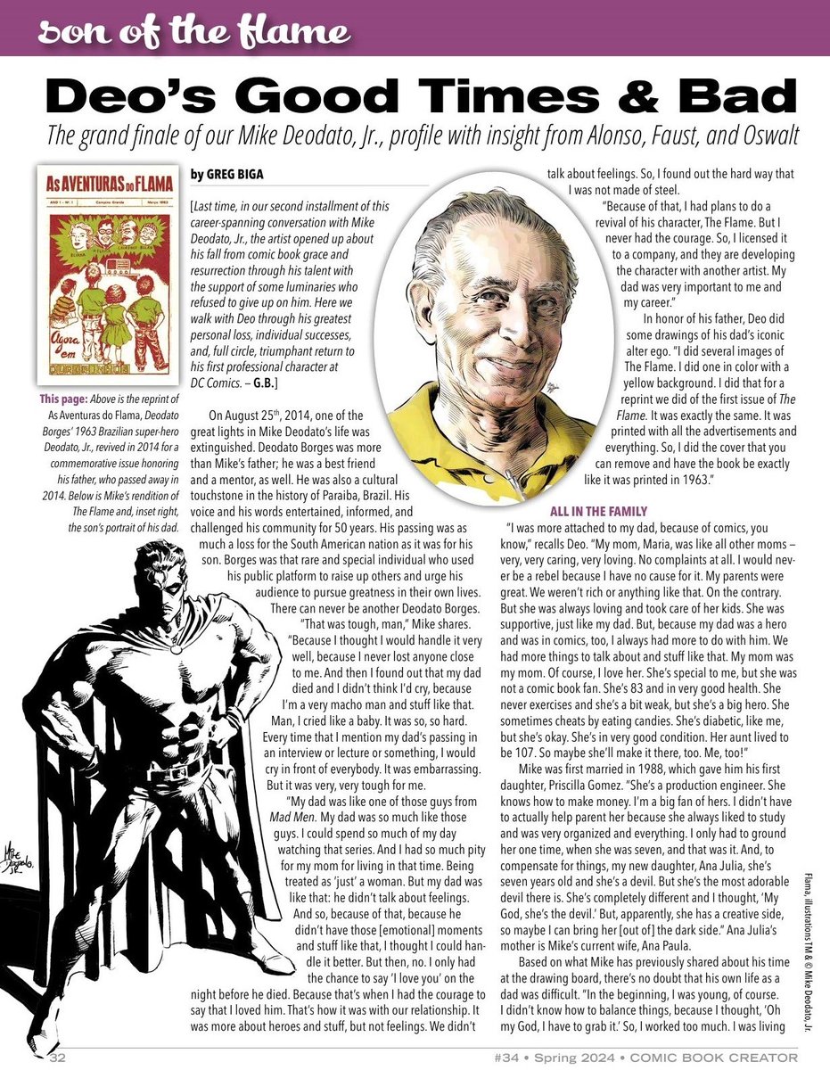 Part three of Greg Biga's three-piece profile of the Brazilian-born artist, Mike Deodato @mikedeodato, is in CBC #34. This final portion covers the artist's years of reinvention, struggle, individual successes, personal loss, and his triumphant return!