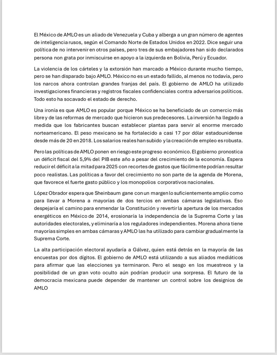 EmilioAlvarezI's tweet image. “El gobierno de AMLO está utilizando a sus aliados mediáticos para afirmar que las elecciones ya terminaron. Pero el sesgo en los muestreos y la posibilidad de un gran voto oculto aún podrían producir una sorpresa”: @WSJ. 

@redesunidosmx @ahora_mx @FCN_mx