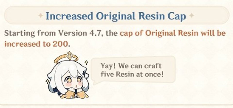 Genshin will increase Original Resin from 160 to 200