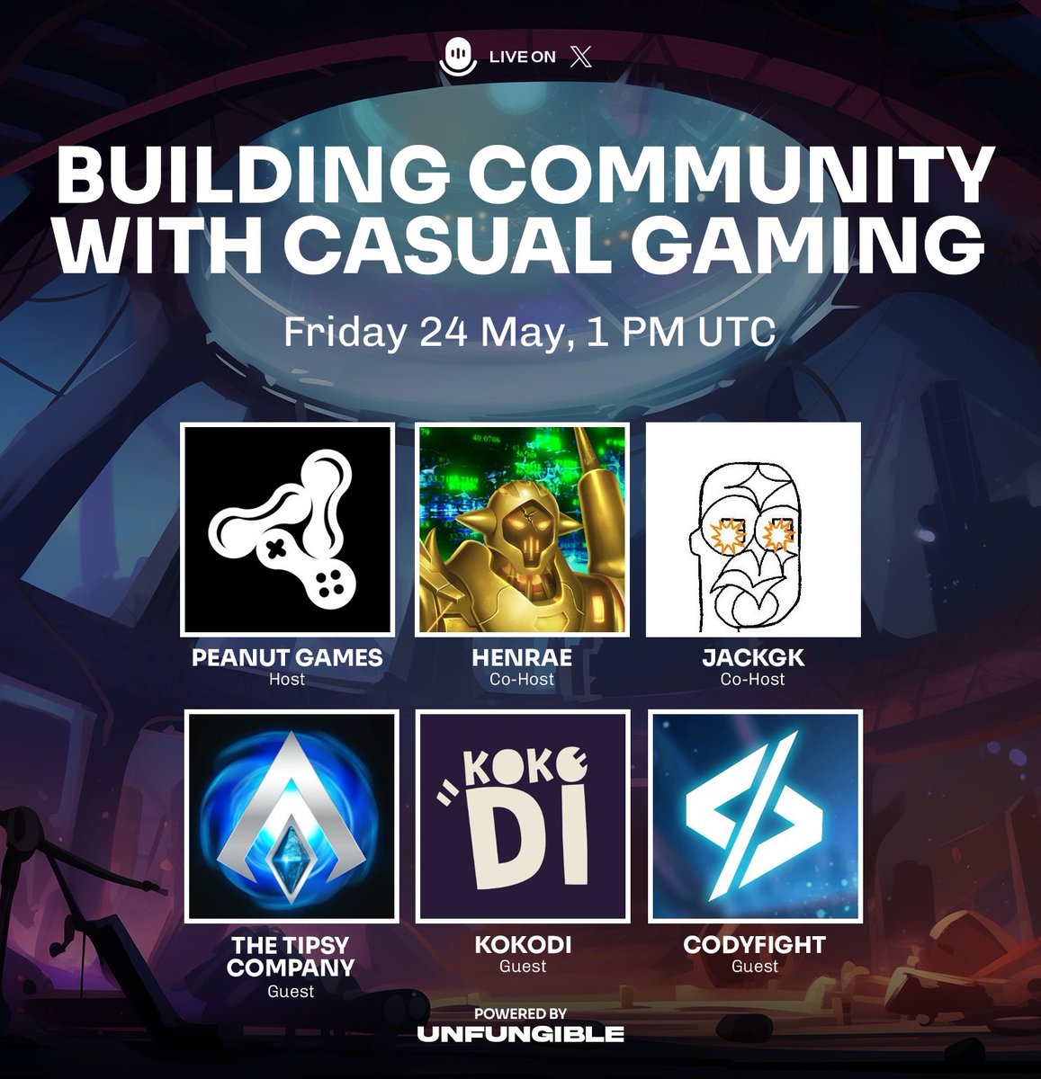 Building Community With Casual Gaming📱 Join @Henraee @JackGK_BTC @tipsycompany @kokodigame @codyfight for a fun web3 gaming discussion! Set your reminders below👇 May 24th, 1 PM UTC (9PM EST)