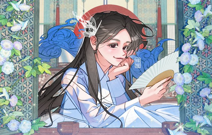 「hand fan long hair」 illustration images(Latest)