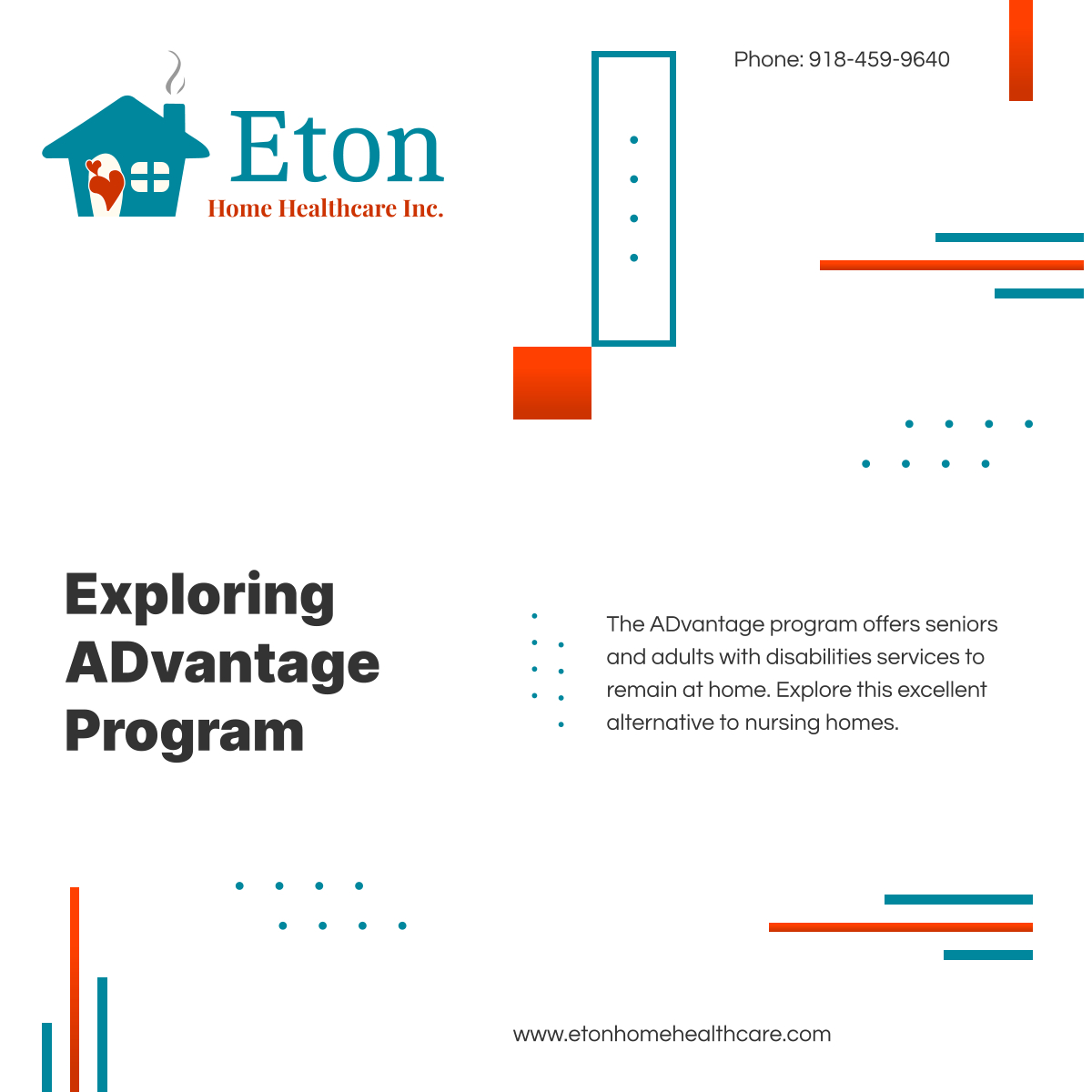 etonhomehcinc's tweet image. Uncover the benefits of the ADvantage program. Seniors and adults with disabilities can receive care at home. Call us at 918-459-9640. 

#BrokenArrowOK #HomeHealthCare #ADvantageProgram