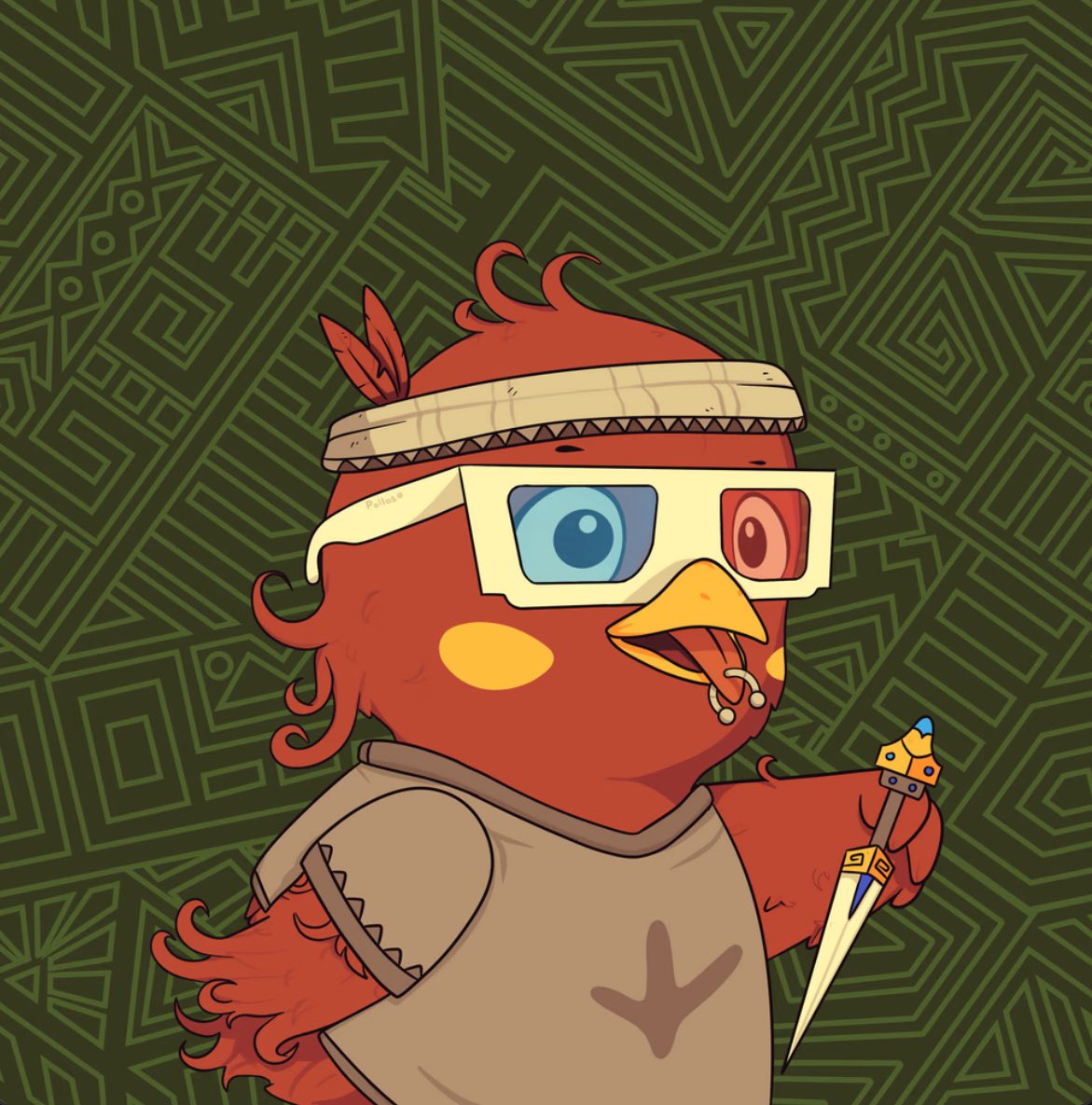 @PlatyMama_ @_HenHouseNFT EYE SEE YOU! 👁️ 

The 3D glasses has to be my favourite eye trait, this hen also rocks a Blade and is a rare skin type 🔥