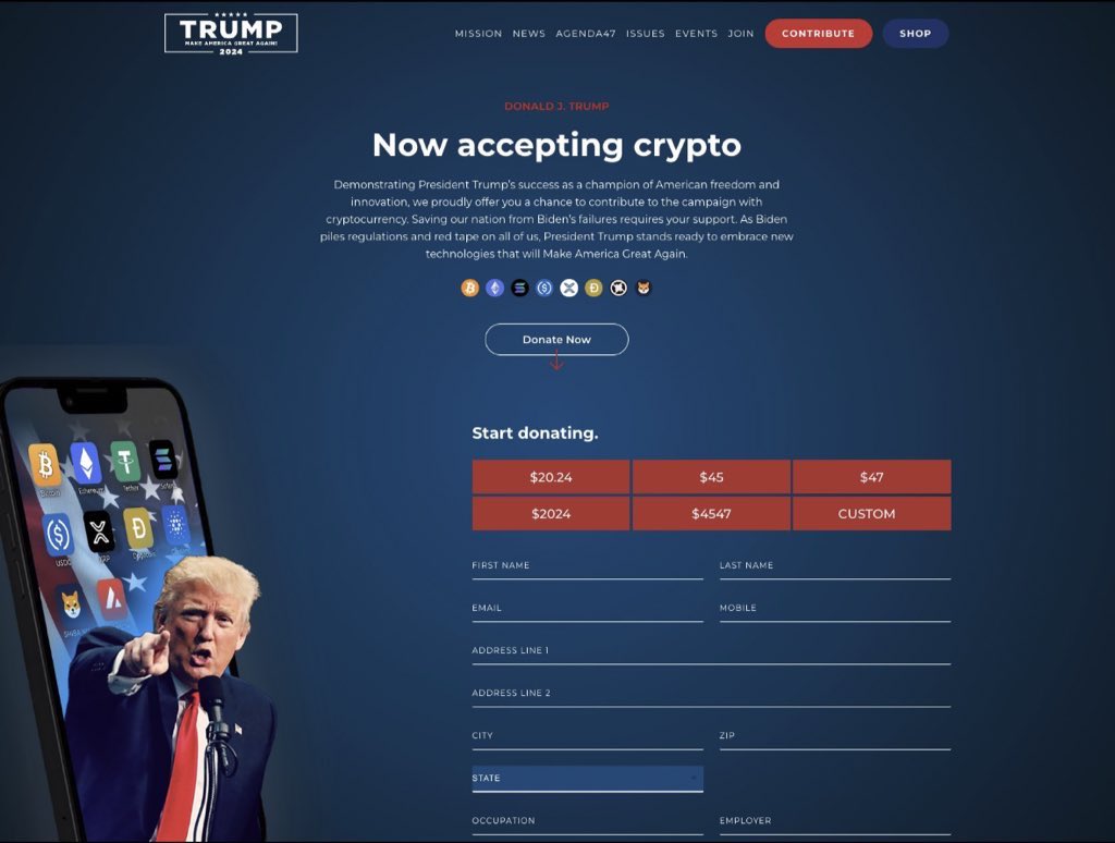 Crypto Trump tweet media