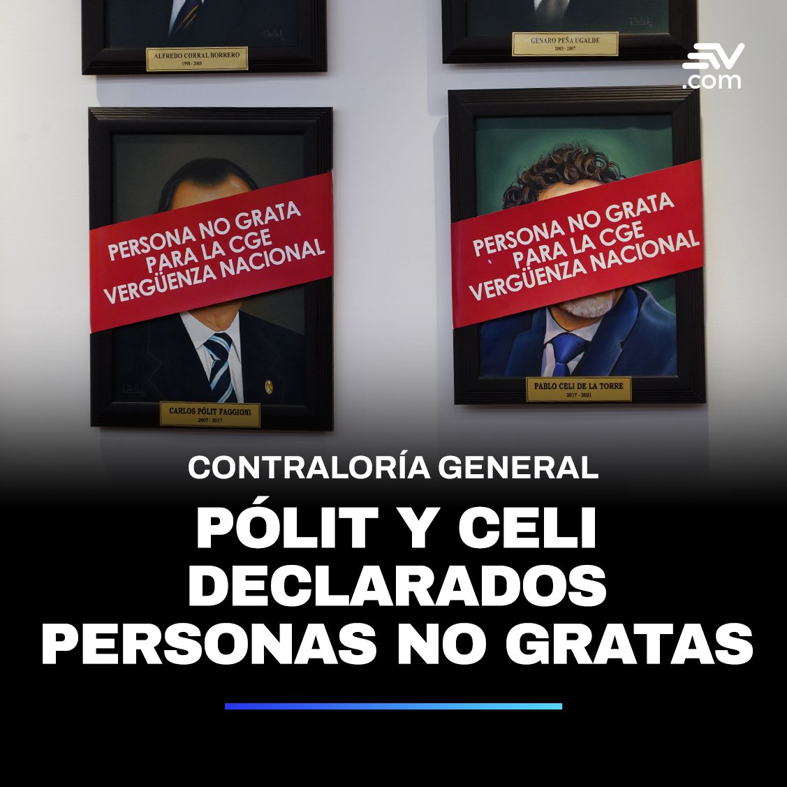 #LoMásLeído | Los retratos de ambos exfuncionarios fueron ocultados simbólicamente en la galería de expresidentes del máximo organismo de control del Ecuador. 📌 Más información ▶️ bit.ly/3Kbu2gI