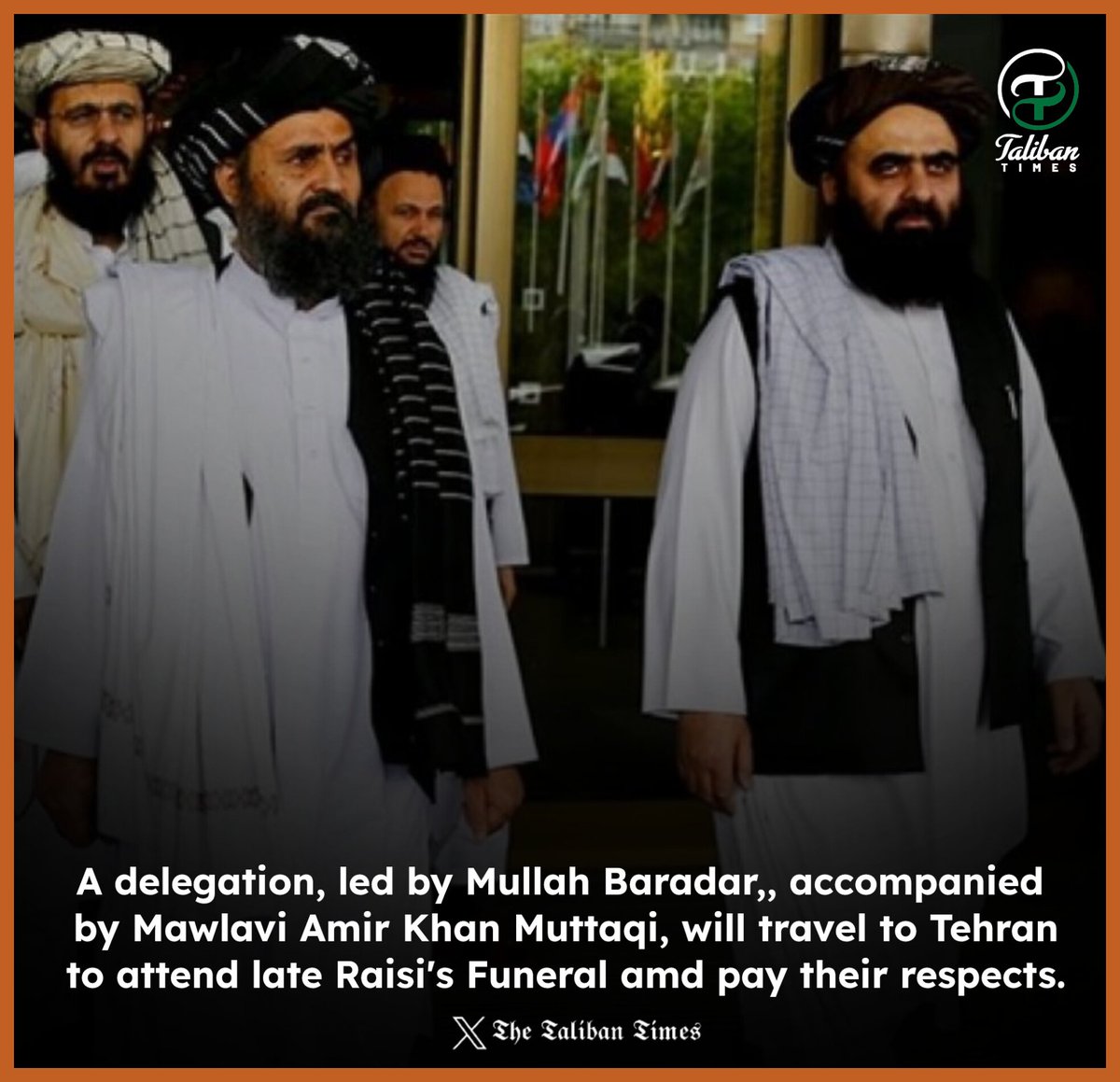 The #Islamic_Emirate of #Afghanistan has announced its participation in the funeral ceremony of the late President of Iran, Ibrahim Raisi. 

A delegation, led by Mullah Baradar, the Deputy PM for Economic affairs, accompanied by Mawlavi Amir Khan Muttaqi will travel to #Tehran.