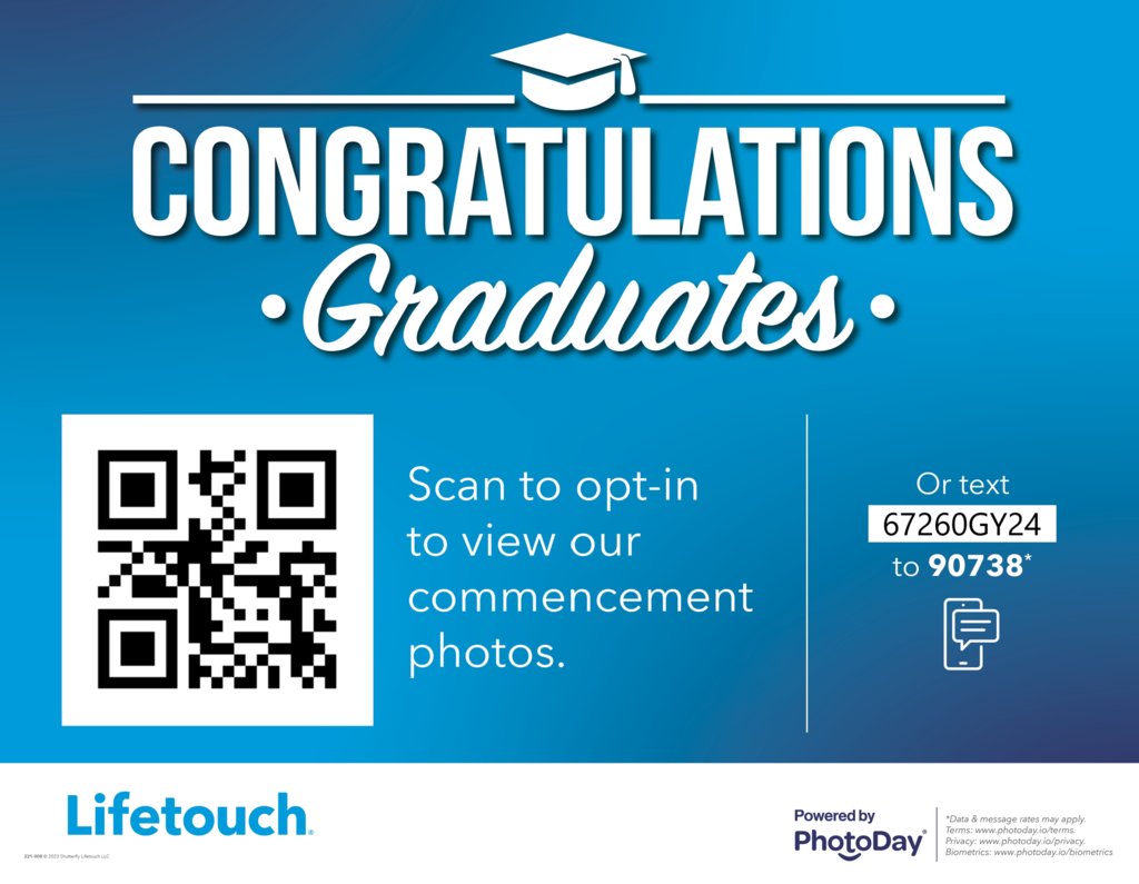 Here is some general information regarding the graduation ceremony and how to order the LifeTouch pictures taken that evening.  

Can't attend in person?  Here is the link to watch it live:  
youtube.com/watch?v=5PzOrq…
