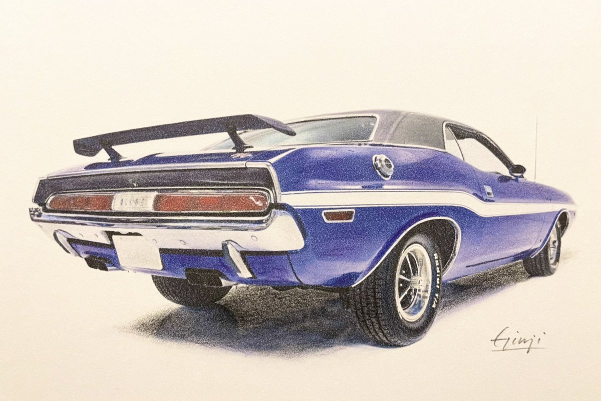 1970 ダッジ・チャレンジャー R/T #アメ車 #水彩色鉛筆画 Dodge Challenger R/T #watercolor #colorpencil #drawing