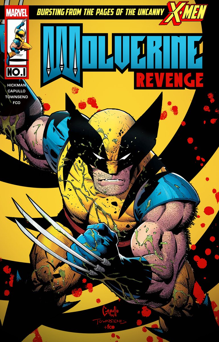 Greg Capullo's art for WOLVERINE: REVENGE is already something special! Here's a remix of the art w/ a fresh logo and design added for celebratory good measure. Really, really looking forward to buying a Marvel Comic from Capullo, Hickman & Co.