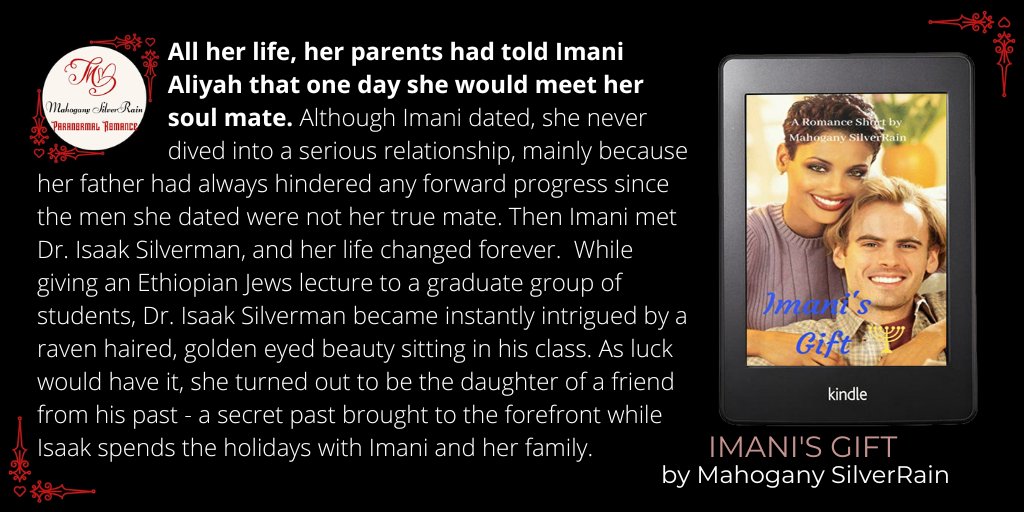 Enjoying Reading: IMANI'S GIFT by @MahoganySilverR @wh2r_ol @romauth_ol #paranormalromance @fiction_ol @writers_ol @allbk_ol Author of diverse, IR paranormal romance. ONLY $.99 Buy Direct: smpl.is/94rh2