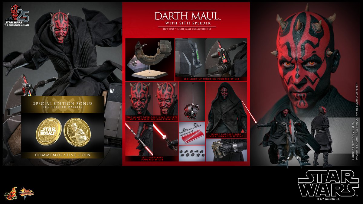 #HotToys 1/6th scale @starwars
 #DarthMaul with Sith Speeder collectible set is available for pre-order now! bit.ly/HTDarthMaulSit…