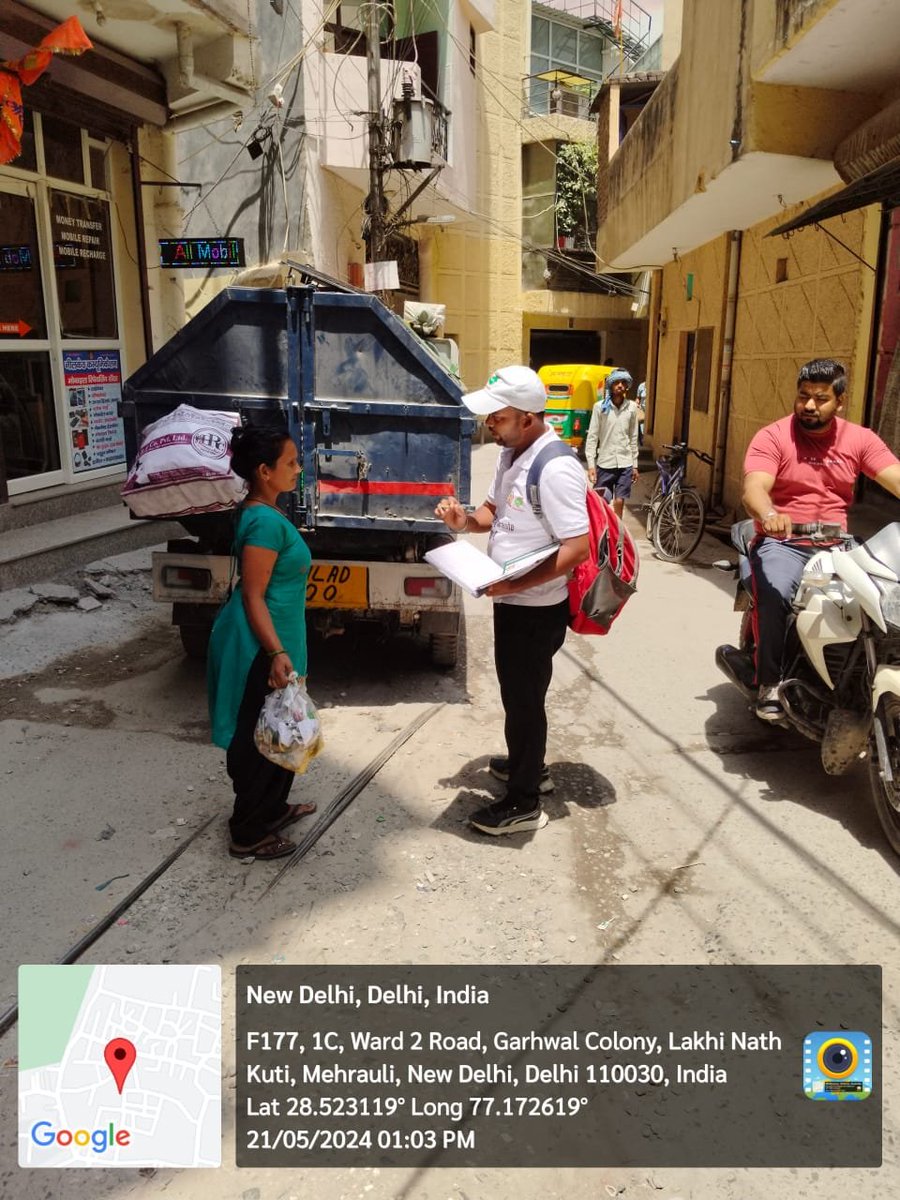 MCD-SSIPL IEC team South Zone, under the guidance of @DCSOUTHZONE , Conducted door to door an awareness/ follow-up among the residents on Waste Segregation at Source in Garhwal Colony, Mehrauli, Ward No.: 155. @LtGovDelhi @GyaneshBharti1