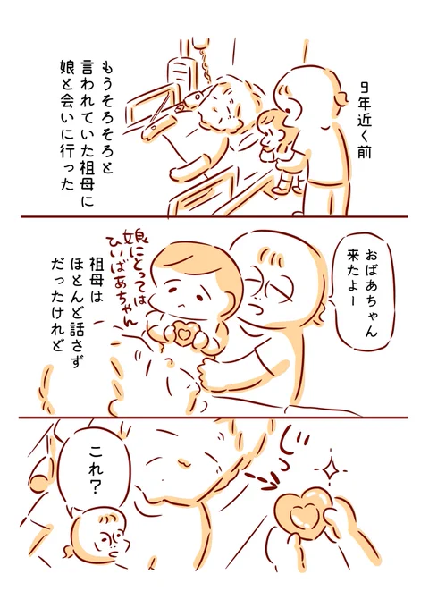 祖母がおでこにハートをのせた日1/3 