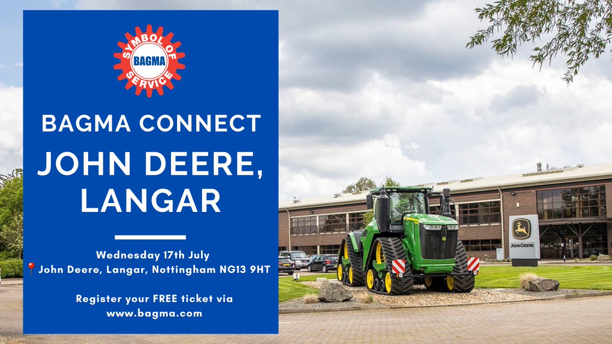 Time is running out to register for our upcoming BAGMA Connect day at John Deere, Langar. Make sure to claim your free ticket by the 2nd of June! 📅Wednesday 17th July ⏲️9:00-16:00 📍John Deere, Langar, Nottingham NG13 9HT Register your FREE ticket here: shorturl.at/cGyRa