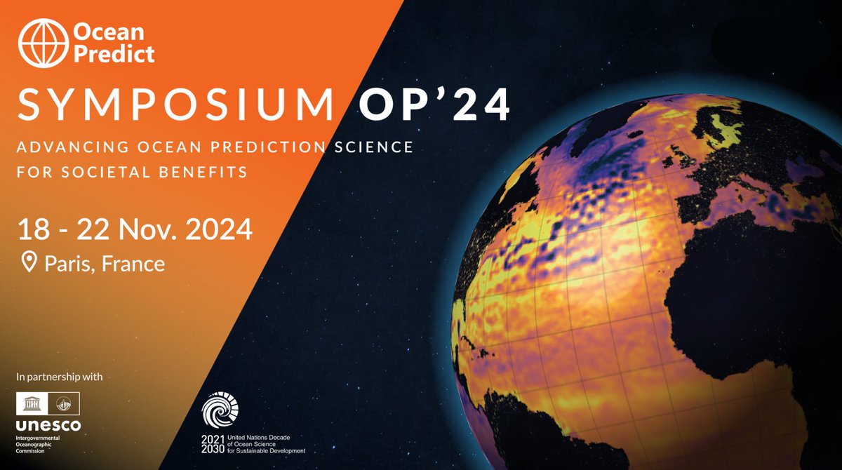 📢Submit your abstracts for the @OceanPredict Symposium 2024 - OP’24 ➡️This year's theme is 'Advancing Ocean Prediction Science for Societal Benefits' 🌊 📅Call for abstracts closes on 31 May 2024 Find out more at 👇 events.marine.copernicus.eu/oceanpredict-s…
