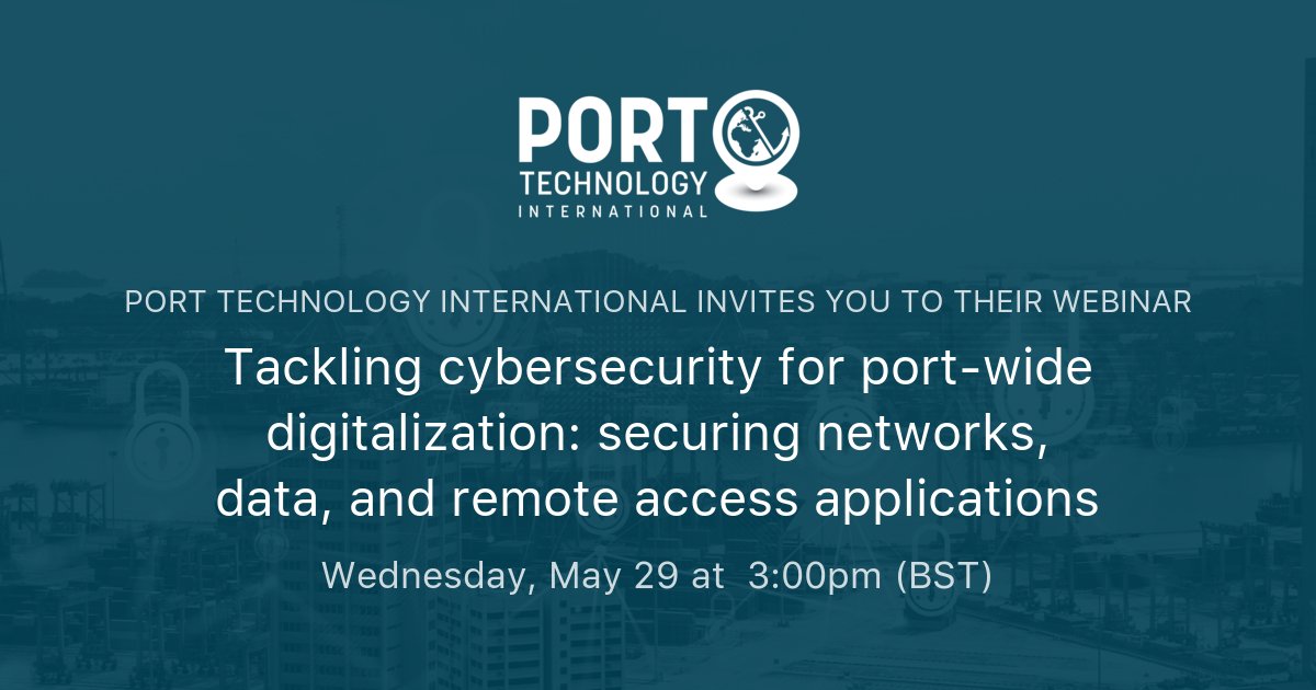 Join industry experts for a free webinar next week on tackling cybersecurity for port-wide digitalization: securing networks, data, and remote access application!

Register here 👇
bit.ly/3URN2am