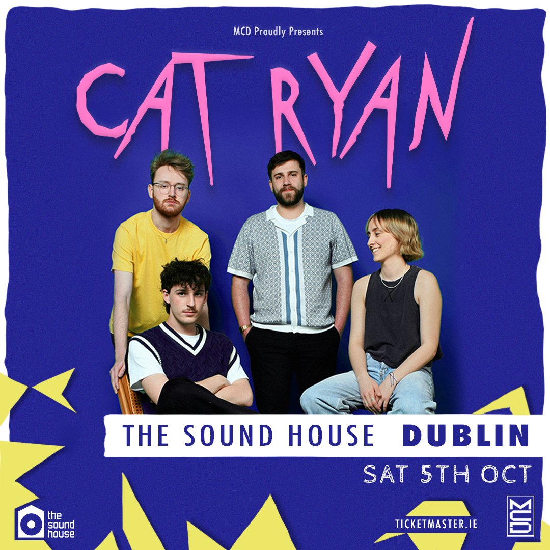 💫 Indie group @CatRyanBand have announced shows at The Union Bar, Belfast on Friday 14 October and @TheSoundHouse_, Dublin on Saturday 15 October 2024. 🎫 Tickets are on sale Friday at 10am bit.ly/3WPzi0X