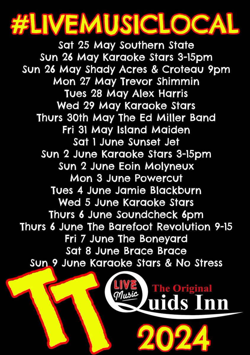 What a line up of great music we have for you starting tonight with Karaoke Stars and running deep into next month with no let up!
Time to get out and enjoy yourselves, Summer is Here!!!

#SupportLocalMusicians #URtheSTAR #LIVEMUSICLOCAL