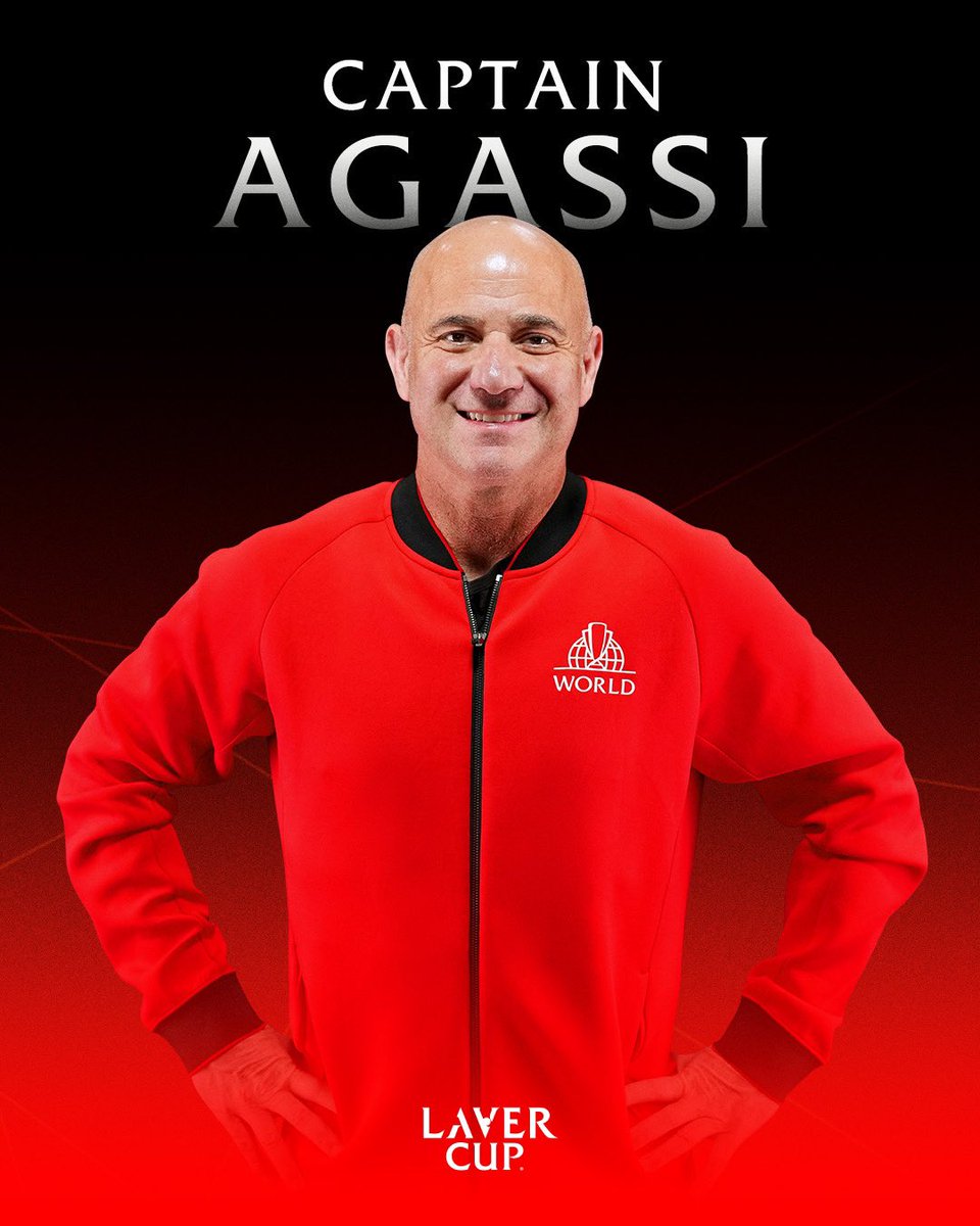 Introducing the next Team World Captain, Andre Agassi. Agassi will attend this year’s Laver Cup in Berlin to prepare for his new role and be formally introduced as the next Team World Captain. His term will begin with Laver Cup San Francisco 2025. bit.ly/3Ke50Oe