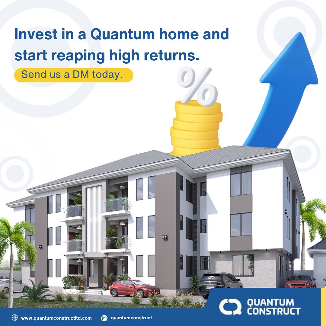 Quantum_ng's tweet photo. Say hello to finding your dream home
invest in our Homes and get high ROI guaranteed.
#quantummeansquality #quantumconstructltd #quantumtotheworld #affordablehomes #trust #quality #abujarealestate #flexiblepaymentplan #abujadevelopers #abujaliving #abujarealestate #abujahomes https://t.co/k2r2rV3bql