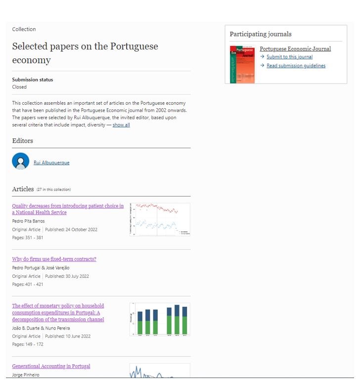 📣 New Collection on selected papers on the Portuguese economy that have been published in the Portuguese Economic Journal from 2002 onwards. Browse through and enjoy reading! link.springer.com/collections/di…