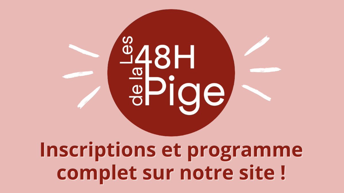 🗣️🗣️🗣️ Un petit point sur les inscriptions aux 48H de la Pige : plus de la moitié des billets sont déjà partis ! Ne tardez pas à réserver votre place. 

Et si vous souhaitez venir mais que vous avez une petite bourse, contactez-nous via notre mail : info[at]pigiste[point]org