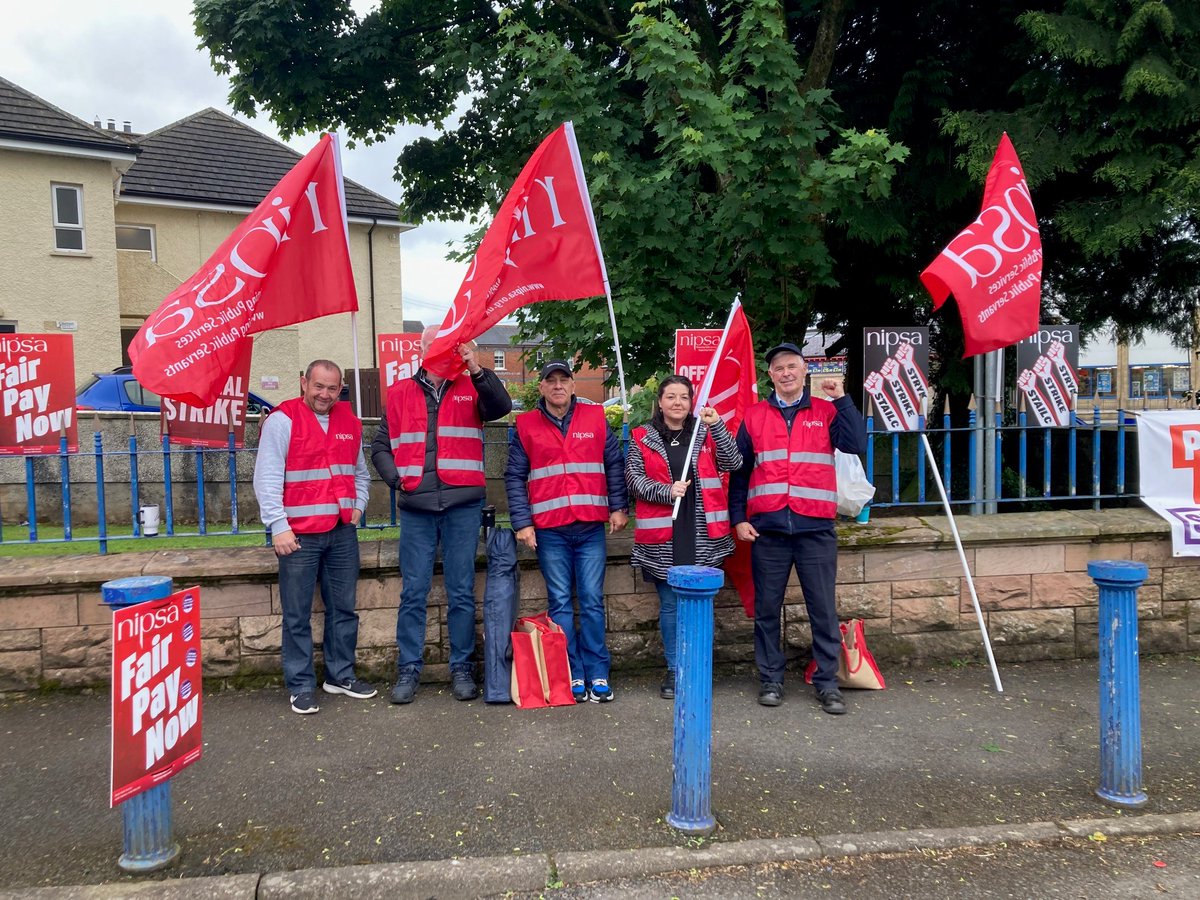 Day 3 on the Cookstown picket and while the weather may be grey and a bit wet, there's no dampening of the enthusiasm of members to fight for fair pay!