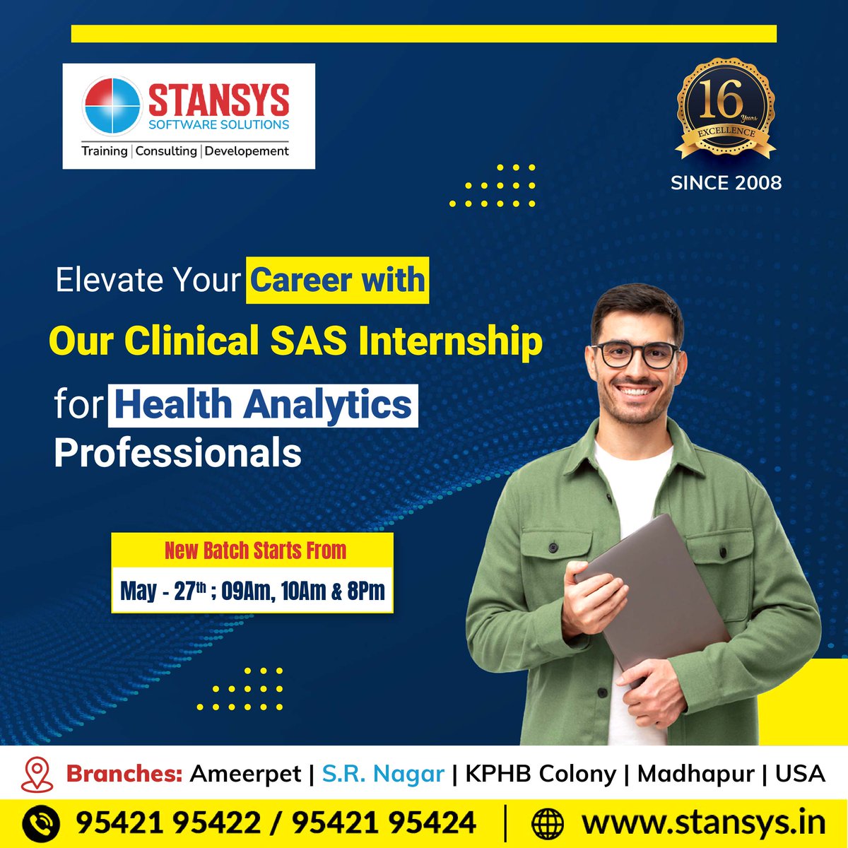 Stansys_SAS's tweet image. Our clinical SAS internship is intended for experts in health analytics; it can help you further your career. 
Join Us Now: 95421 95422 / 95421 95424.
Visit:stansys.in
#clinicalsas #stansyssoftwaresolutions #stansys #srnagar #hyderabad