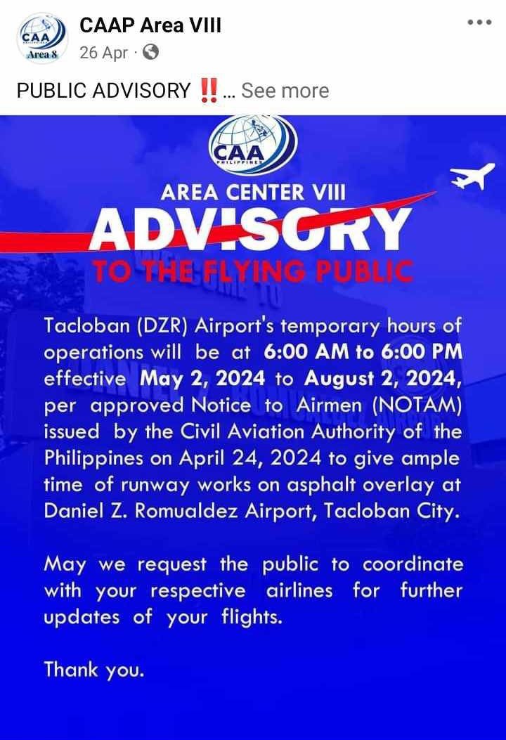 The ddshits are again spreading fake news that operations at Tacloban airport are being scaled-down to sabotage their destabilization rally, when the activity has been planned and announced well ahead of time.