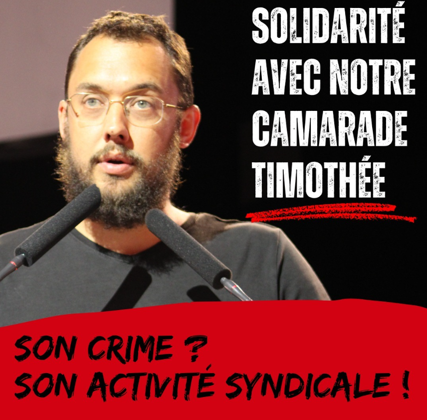 PAME De Grèce, solidarité avec le @FNIC_CGT et notre camarade Timothée Espriit Camarade Timothée est menacé de licenciement pour son activité syndicale au sein de l'entreprise #TORAY Ensemble contre les patrons! @UniteCGT