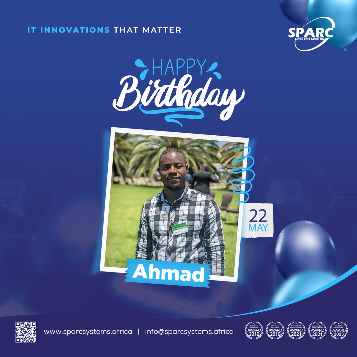 Happy birthday to our amazing Zambian team member! Wishing a fantastic day to a talented individual making a difference in Africa's ICT landscape! Cheers from the entire SPARC family! #HappyBirthday #ICTAfrica #Zambia #sparctheundisputed