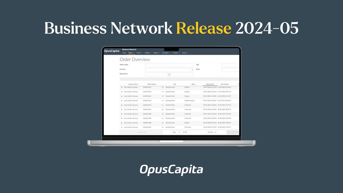 May highlights: #Peppol BIS Advanced Ordering 3.0 is now fully supported through our #BusinessNetwork Portal. Suppliers can manage orders, changes, cancellations, despatch advices, and invoices efficiently. 
More at: opuscapita.com/news/business-…

#releasehighlights #OpusCapita