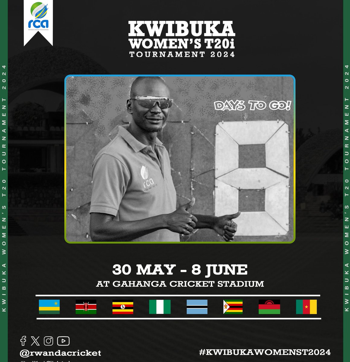 8 days to go 
#KWIBUKAWOMENST20ITOURNAMENT2024 
#womenscricket 
#rwandacricketassociataion #growwitheverystep