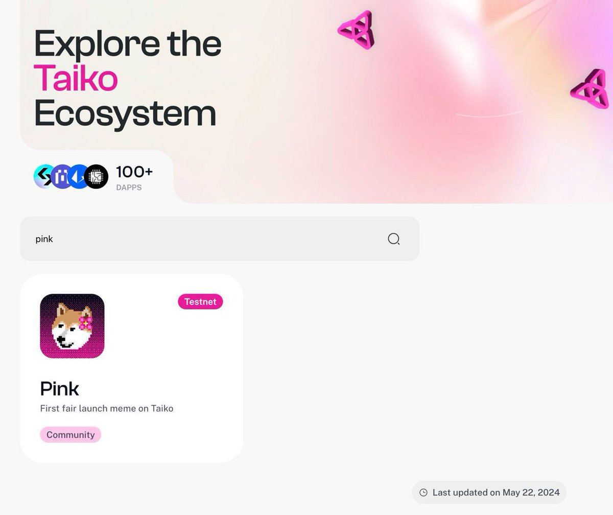 PinkMemecoin's tweet photo. 🎉🌸 PINK's official site has landed, and we're tickled pink to be Taiko's first fair launch meme! 🚀

💖 Hop onto [https://t.co/vKqAvqHtLz] for a dose of fairness.

 #PinkMeme #Taiko #FairLaunch https://t.co/g3eMuLpuHd