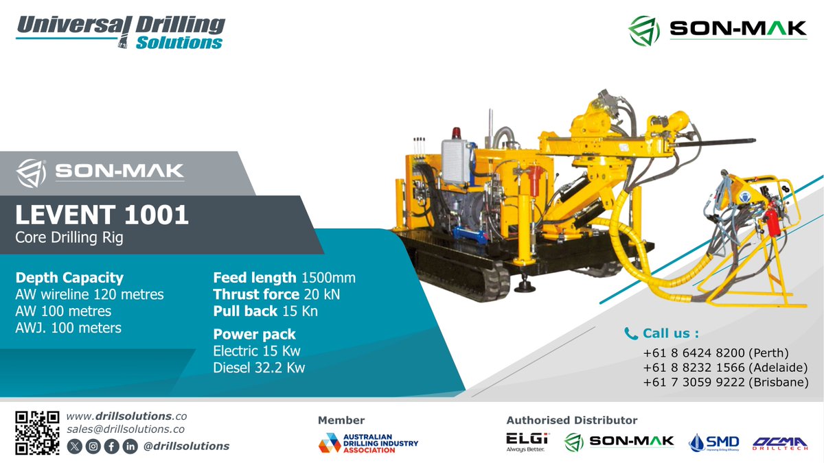 drillsolutions_'s tweet photo. The core drill is equally efficient for surface drilling operations. The compact design and lightweight make the Levent 1001 easy and fast to set up for drilling. 

Click link in bio for more information!

#sonmak #underground #drilling #manufacturer #values #africa #australia https://t.co/Z09LTJVJlV