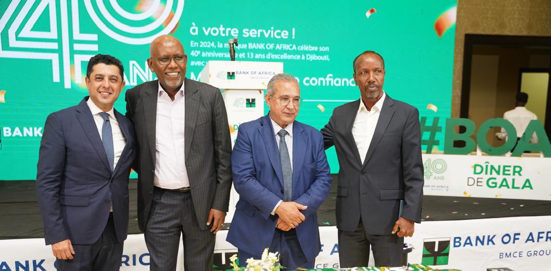 Très heureux de participer à la cérémonie du 40eme Anniversaire de la BOA, aux côtés du Gouverneur #BCD, Abdou-Razak ZEBDANI DG du groupe #BOA et Farid Bouri DG BOA #Djibouti. Et En présence de nombreux partenaires. Nos Vives Félicitations pour les Performances Exceptionnelles