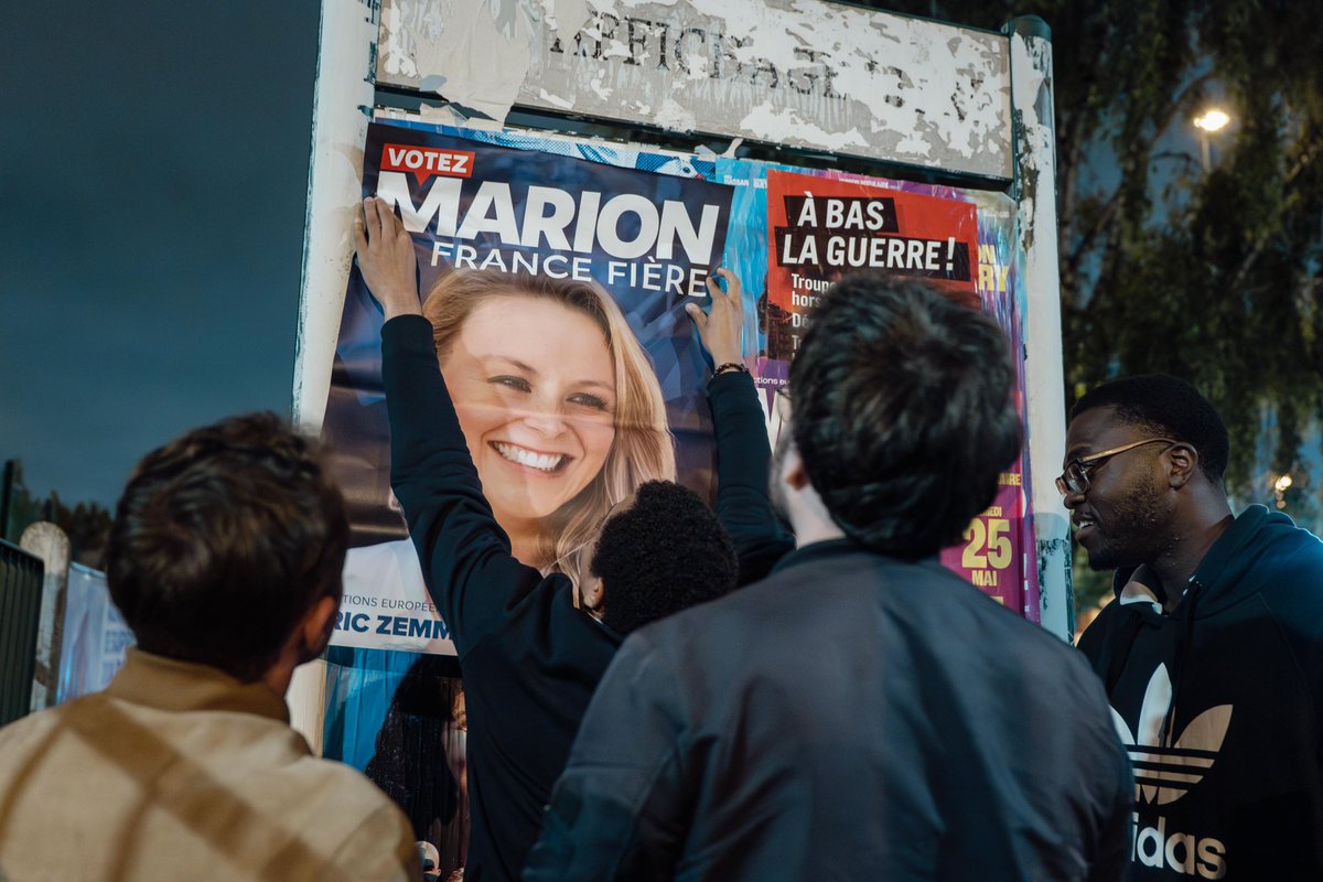 Hier soir, j’étais avec @stanislasrig aux côtés des courageux militants Reconquête du 93 pour un collage dans leur département. La Reconquête est chez elle partout en France ! #VotezMarion