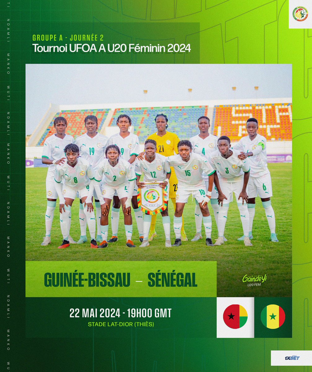 𝙅𝙊𝙐𝙍 𝘿𝙀 𝙈𝘼𝙏𝘾𝙃 | Le Senegal (U20 féminin) joue ce soir son deuxième match de groupe face à la Guinee Bissau. Coup d’envoi : 19h00 📺 Match à suivre en direct sur la chaine Youtube WAFU A TV. #UFOAAU20