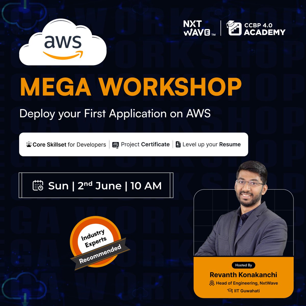 prem_1832's tweet photo. 🚀Excited to join the AWS Mega Workshop by Nxtwave Academy, led by Revanth Konakanchi sir! We're building our own apps on AWS. Can't wait to enhance my cloud skills! 🚀 #AWS #CloudComputing #TechWorkshop #NxtwaveAcademy https://t.co/AwmgAKmR4h