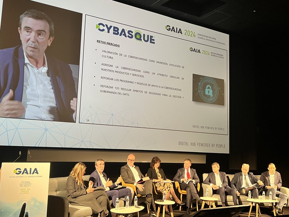 SandraTil's tweet photo. “La #ciberseguridad es una inversión que nos va a hacer ganar en competividad en el entorno de futuro y ahí es donde nos tenemos que mover”
Xabier Mitxelena, presidente @cybasque en asamblea general @ClusterGaia https://t.co/qDDGuiR6Xf