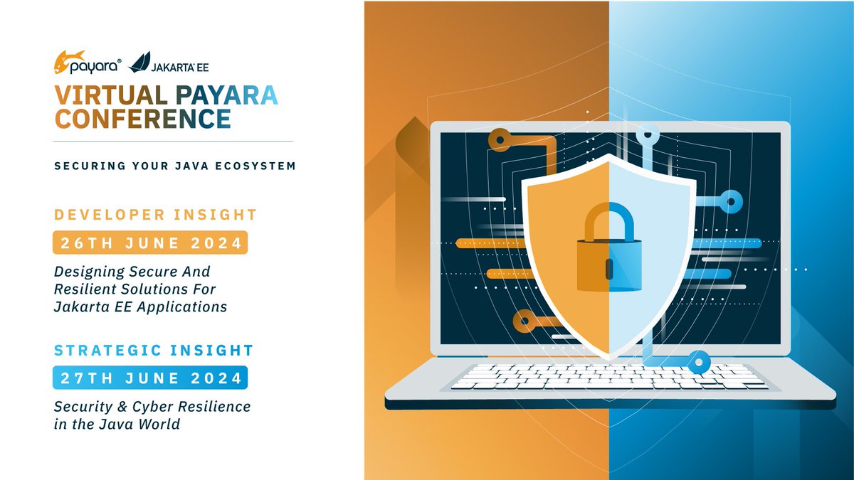 🚀 Join us at the #VirtualPayaraConference 2024 on June 26-27! A 2-day #TechEvent focusing on #JavaSecurity & #CyberResilience.
Day 1: Developer Insights
Day 2: Strategic Insights
Register now: tinyurl.com/y995nxft
#JakartaEE #JavaDevelopers #CyberSecurity #CyberSecurityEvent