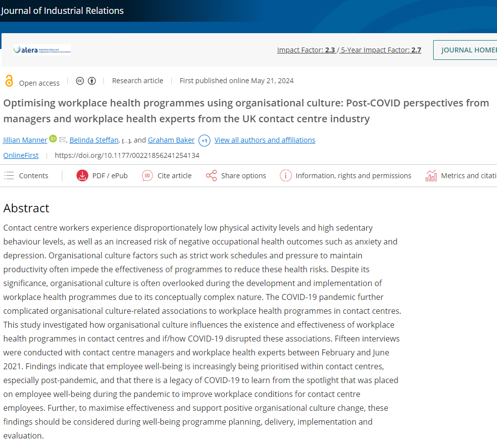 (1/4) Whether we realise it or not, #OrganisationalCulture has a profound effect on #EmployeeWellbeing. Check out our new article, which delves into how organisational culture plays a pivotal role in the success of workplace well-being programmes.
doi.org/10.1177/002218…