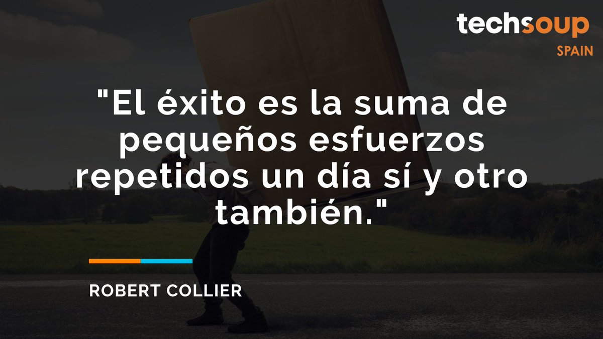 Hoy en #TechSoupSpain compartimos la cita de Robert Collier: "El éxito es la suma de pequeños esfuerzos repetidos un día sí y otro también". Recordad que cada paso cuenta en vuestro trabajo en #asociaciones, #fundaciones y #ONGs. ¡Seguid adelante! 

#motivación #esfuerzo #ONG