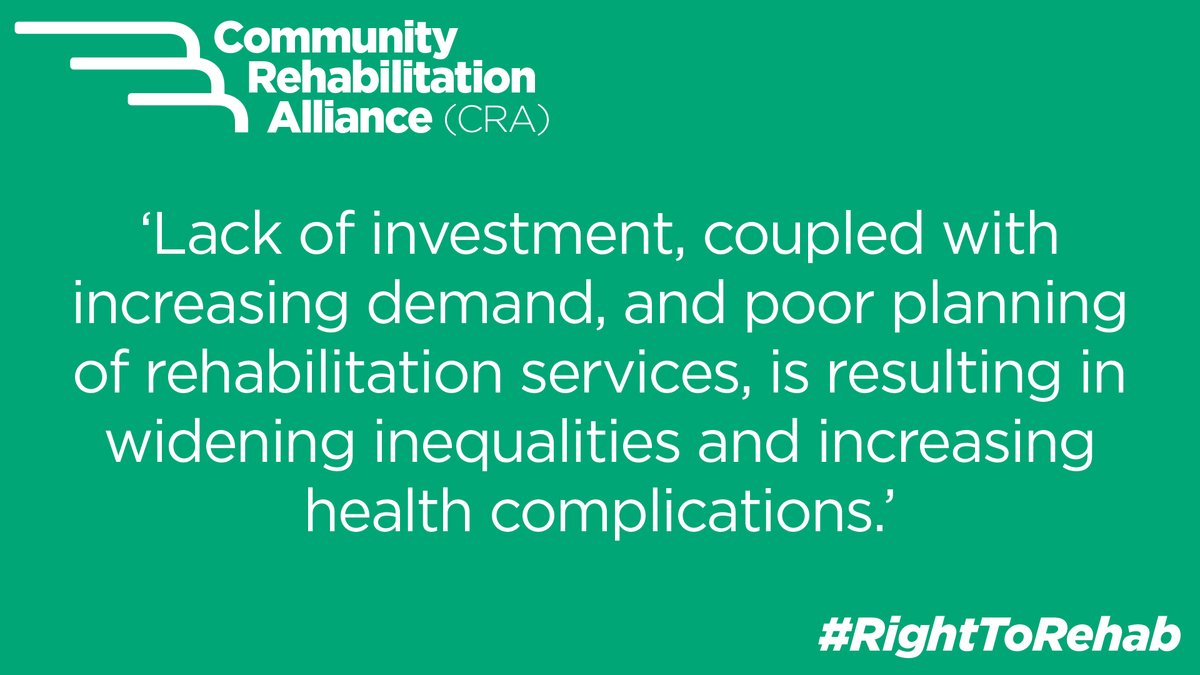 The next government must expand the rehabilitation workforce in the community to ensure everyone who needs it has access to high quality rehab services. We’ve signed @thecsp's letter as part of the Community Rehabilitation Alliance. The postcode lottery must end. #RightToRehab