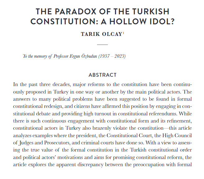 Brian Christopher Jones (@bchristophjones) on Twitter photo <a href="/trklcy/">Tarik Olcay</a> writing about recent constitutional reforms in Turkey and whether the constitution may be a hollow idol:
constitutionalstudies.wisc.edu/index.php/cs/a… <a href="/trklcy/">Tarik Olcay</a> writing about recent constitutional reforms in Turkey and whether the constitution may be a hollow idol:
constitutionalstudies.wisc.edu/index.php/cs/a…