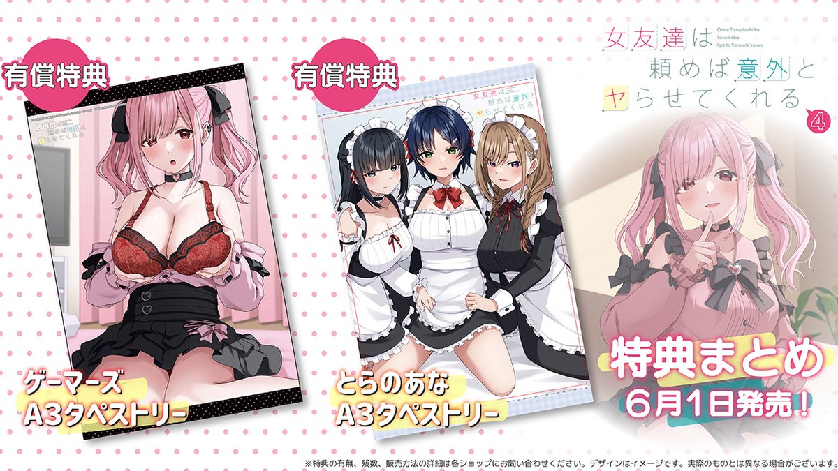 特典一挙紹介💕 『女友達は頼めば意外とヤらせてくれる4』 ＼ 小説4