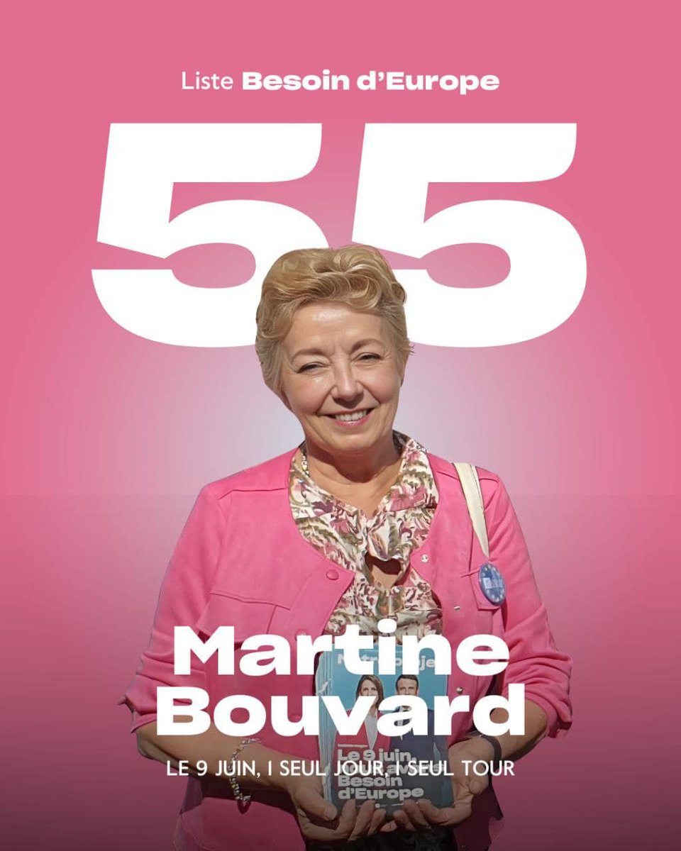 Depallenspj's tweet photo. Martine Bouvard 
Seule candidate  pour le Var  pour le 9 JUIN pour la liste @BesoindEurope 
@ModemVar @PACAMoDem @bellec_danielle @valerie_herrero @MassonC @jlsavarin 
@ThierryMira1 @DaguetBabich @UgoBronszewski @MoDemToulon
@PhilippeMichelK 
@marcguidoni 
@Bouvard83 https://t.co/YfkzSyCOeQ