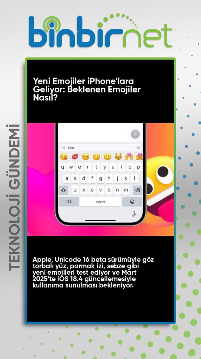 binbirnet's tweet image. iPhone&apos;lara Yeni Emojiler Geliyor: Beklenen Emojiler Nasıl Görünüyor?
 Haberin Devamı İçin binbirnet.com.tr/blog.html 
#AppleEmojileri #YeniEmojiler #Unicode16 #iOSGüncellemesi #iPhoneEmoji
