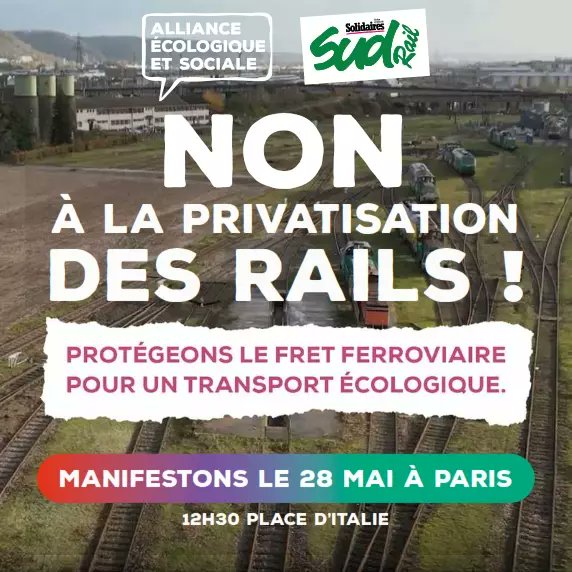 Le gouvernement a décidé de liquider le principal opérateur de fret ferroviaire français en décembre. 👉Une manifestation nationale est prévue le 28 mai à Paris contre cette mesure mauvaise pour le climat et les emplois. basta.media/Sauvons-Fret-S…